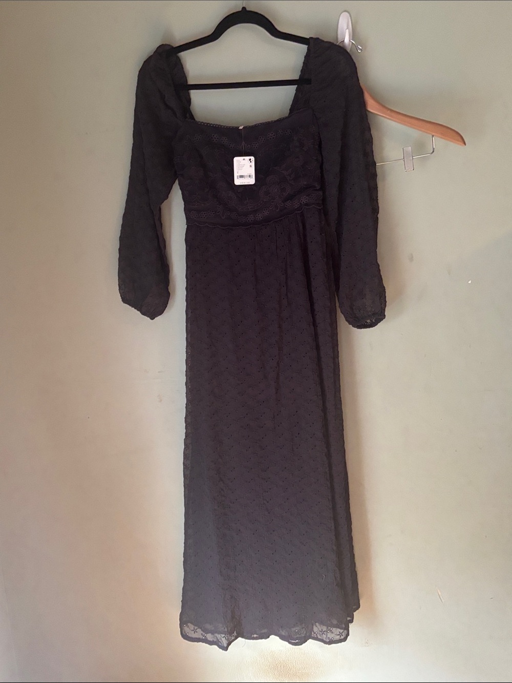 Free People Black Long Sleeve Maxi Dress